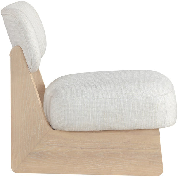 Meridian Furniture Vetra Sculptural Low Profile Accent Chair in Two Tone Linen Weave for Modern Spaces 33012Cream