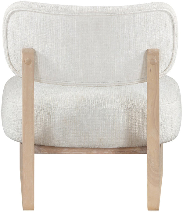 Meridian Furniture Vetra Sculptural Low Profile Accent Chair in Two Tone Linen Weave for Modern Spaces 33012Cream