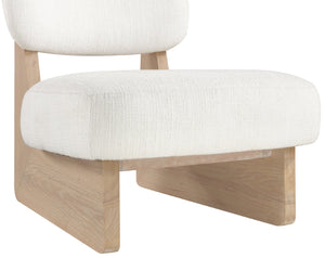 Meridian Furniture Vetra Sculptural Low Profile Accent Chair in Two Tone Linen Weave for Modern Spaces 33012Cream