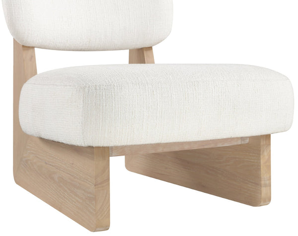 Meridian Furniture Vetra Sculptural Low Profile Accent Chair in Two Tone Linen Weave for Modern Spaces 33012Cream