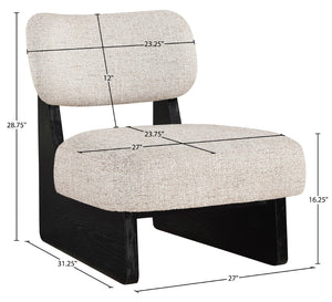 Meridian Furniture Vetra Sculptural Linen Accent Chair with Black Base for Contemporary Living Spaces 33014Beige