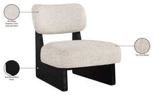 Meridian Furniture Vetra Sculptural Linen Accent Chair with Black Base for Contemporary Living Spaces 33014Beige