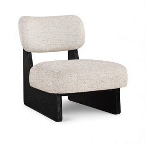 Meridian Furniture Vetra Sculptural Linen Accent Chair with Black Base for Contemporary Living Spaces 33014Beige