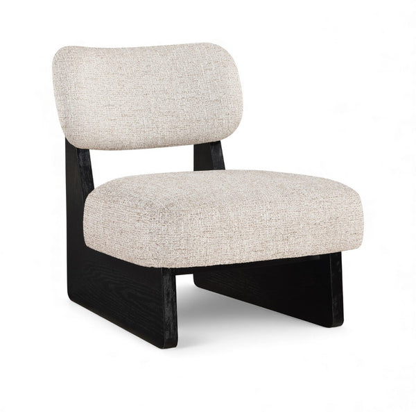 Meridian Furniture Vetra Sculptural Linen Accent Chair with Black Base for Contemporary Living Spaces 33014Beige