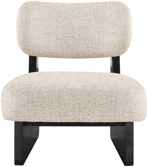Meridian Furniture Vetra Sculptural Linen Accent Chair with Black Base for Contemporary Living Spaces 33014Beige