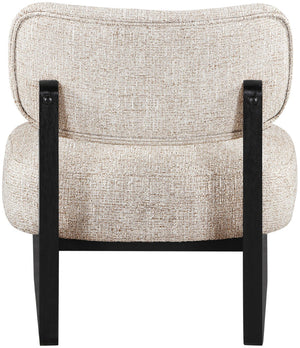Meridian Furniture Vetra Sculptural Linen Accent Chair with Black Base for Contemporary Living Spaces 33014Beige