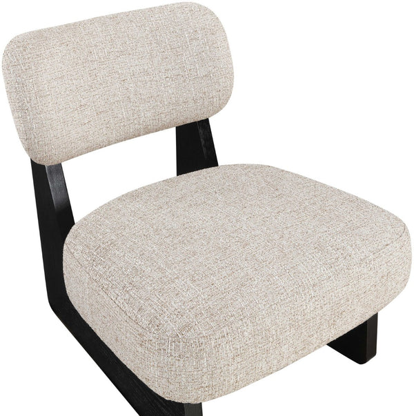 Meridian Furniture Vetra Sculptural Linen Accent Chair with Black Base for Contemporary Living Spaces 33014Beige
