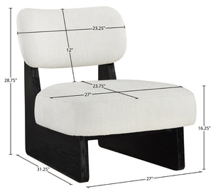Meridian Furniture Vetra Sculptural Low Profile Accent Chair Linen Poly Weave with Black Wood Base 33014Cream