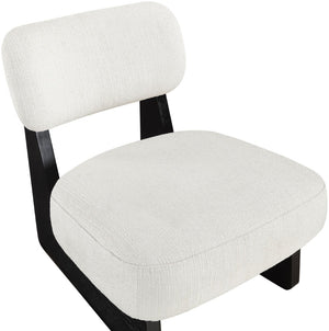 Meridian Furniture Vetra Sculptural Low Profile Accent Chair Linen Poly Weave with Black Wood Base 33014Cream