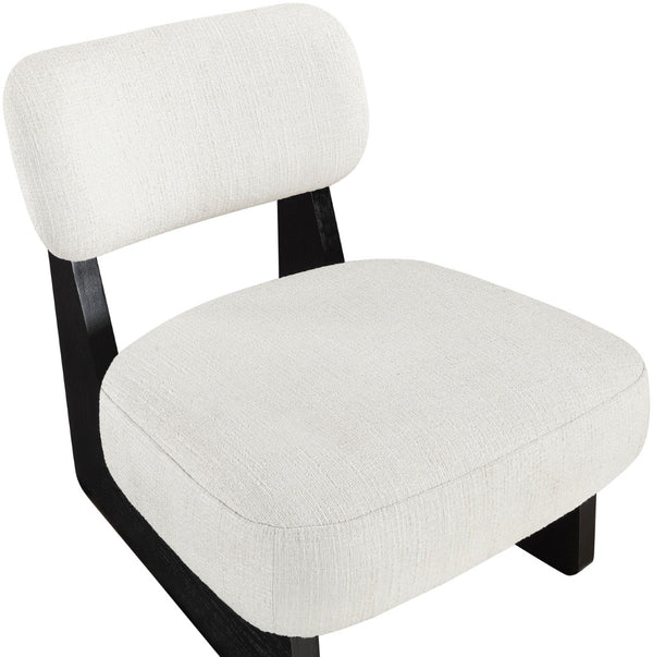 Meridian Furniture Vetra Sculptural Low Profile Accent Chair Linen Poly Weave with Black Wood Base 33014Cream