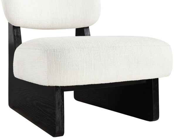 Meridian Furniture Vetra Sculptural Low Profile Accent Chair Linen Poly Weave with Black Wood Base 33014Cream