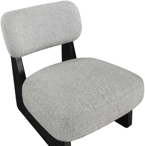 Meridian Furniture Vetra Sculptural Accent Chair Linen Textured Upholstery with Matte Black Wood Base 33014Grey