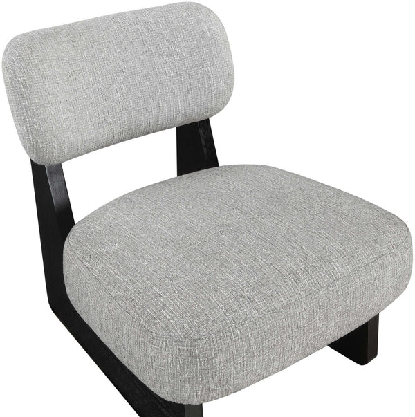 Meridian Furniture Vetra Sculptural Accent Chair Linen Textured Upholstery with Matte Black Wood Base 33014Grey