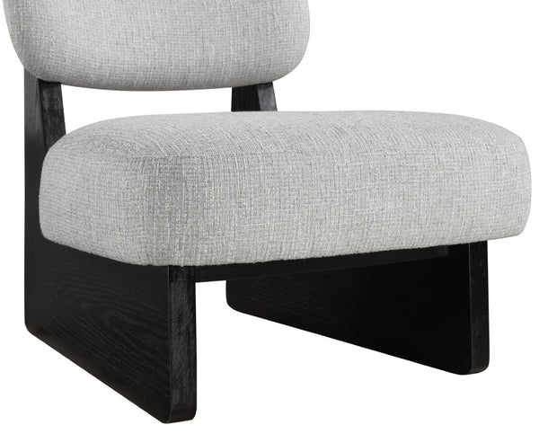 Meridian Furniture Vetra Sculptural Accent Chair Linen Textured Upholstery with Matte Black Wood Base 33014Grey