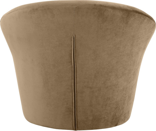 Meridian Furniture Tristan Barrel Accent Chair in Plush Velvet with Elliptical Frame for Living Room Decor Beige 33015Beige