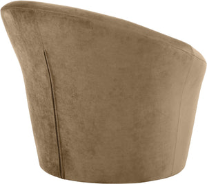 Meridian Furniture Tristan Barrel Accent Chair in Plush Velvet with Elliptical Frame for Living Room Decor Beige 33015Beige