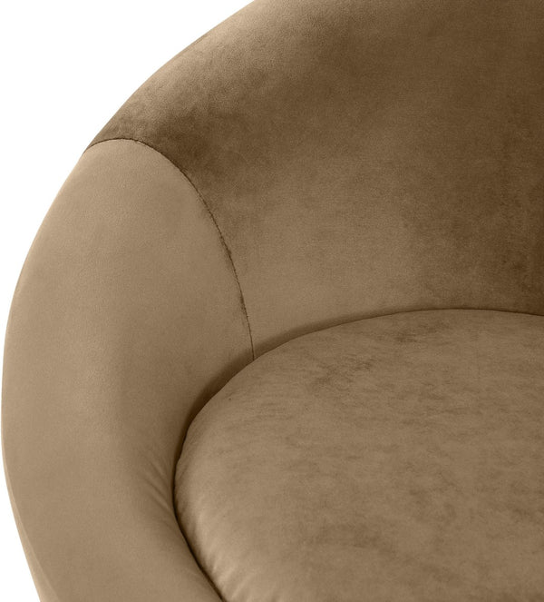Meridian Furniture Tristan Barrel Accent Chair in Plush Velvet with Elliptical Frame for Living Room Decor Beige 33015Beige