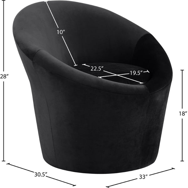 Meridian Furniture Tristan Barrel Accent Chair in Plush Velvet with Elliptical Frame for Living Room Decor Black 33015Black