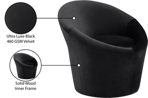Meridian Furniture Tristan Barrel Accent Chair in Plush Velvet with Elliptical Frame for Living Room Decor Black 33015Black