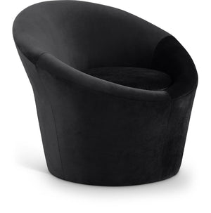 Meridian Furniture Tristan Barrel Accent Chair in Plush Velvet with Elliptical Frame for Living Room Decor Black 33015Black