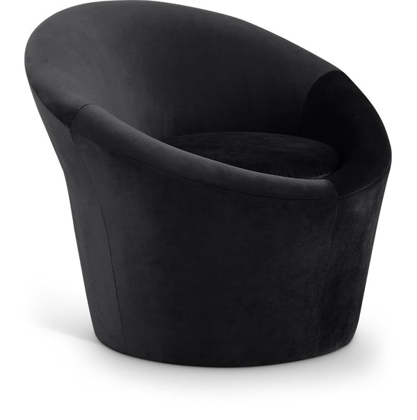 Meridian Furniture Tristan Barrel Accent Chair in Plush Velvet with Elliptical Frame for Living Room Decor Black 33015Black