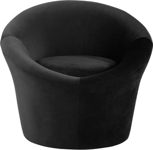 Meridian Furniture Tristan Barrel Accent Chair in Plush Velvet with Elliptical Frame for Living Room Decor Black 33015Black