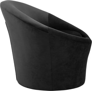 Meridian Furniture Tristan Barrel Accent Chair in Plush Velvet with Elliptical Frame for Living Room Decor Black 33015Black