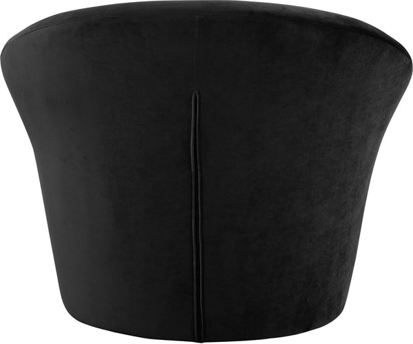 Meridian Furniture Tristan Barrel Accent Chair in Plush Velvet with Elliptical Frame for Living Room Decor Black 33015Black