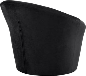 Meridian Furniture Tristan Barrel Accent Chair in Plush Velvet with Elliptical Frame for Living Room Decor Black 33015Black