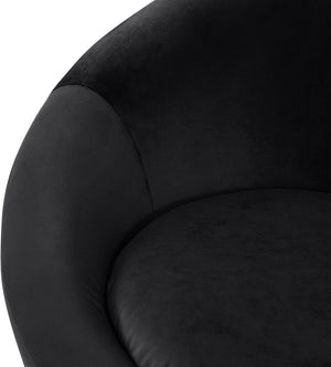 Meridian Furniture Tristan Barrel Accent Chair in Plush Velvet with Elliptical Frame for Living Room Decor Black 33015Black