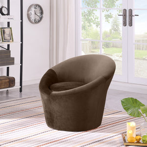 Meridian Furniture Tristan Barrel Accent Chair in Plush Velvet with Elliptical Frame for Living Room Decor Brown 33015Brown
