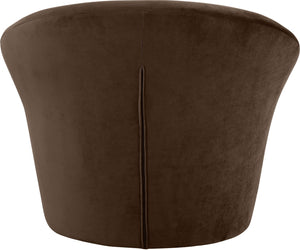 Meridian Furniture Tristan Barrel Accent Chair in Plush Velvet with Elliptical Frame for Living Room Decor Brown 33015Brown