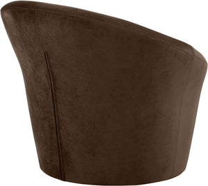 Meridian Furniture Tristan Barrel Accent Chair in Plush Velvet with Elliptical Frame for Living Room Decor Brown 33015Brown