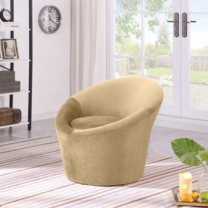Meridian Furniture Tristan Barrel Accent Chair in Plush Velvet with Elliptical Frame for Living Room Decor Camel 33015Camel