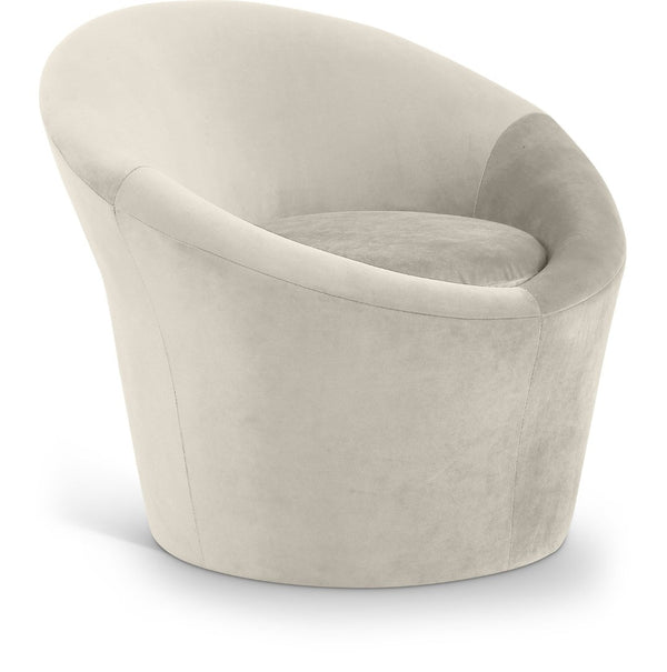 Meridian Furniture Tristan Barrel Accent Chair in Plush Velvet with Elliptical Frame for Living Room Decor Cream 33015Cream