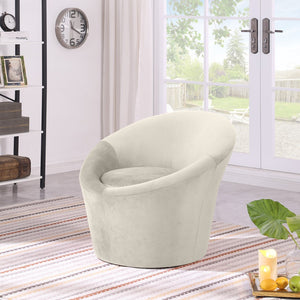 Meridian Furniture Tristan Barrel Accent Chair in Plush Velvet with Elliptical Frame for Living Room Decor Cream 33015Cream