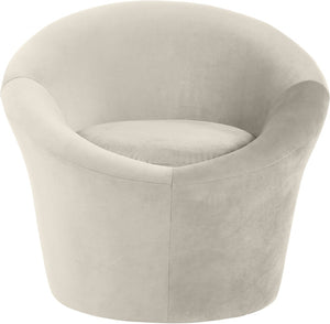 Meridian Furniture Tristan Barrel Accent Chair in Plush Velvet with Elliptical Frame for Living Room Decor Cream 33015Cream