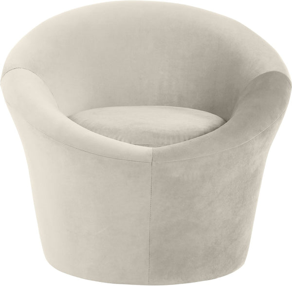 Meridian Furniture Tristan Barrel Accent Chair in Plush Velvet with Elliptical Frame for Living Room Decor Cream 33015Cream