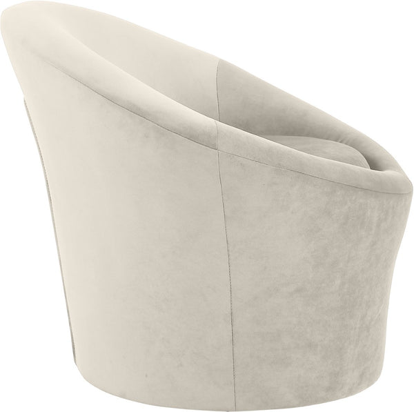Meridian Furniture Tristan Barrel Accent Chair in Plush Velvet with Elliptical Frame for Living Room Decor Cream 33015Cream