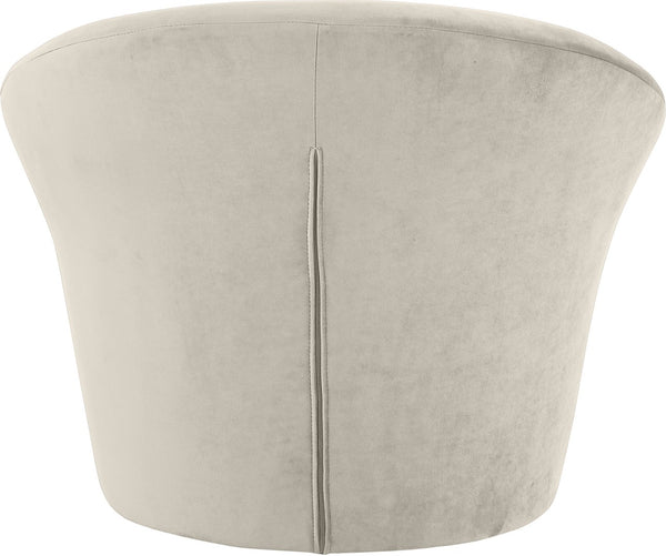 Meridian Furniture Tristan Barrel Accent Chair in Plush Velvet with Elliptical Frame for Living Room Decor Cream 33015Cream