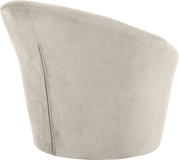 Meridian Furniture Tristan Barrel Accent Chair in Plush Velvet with Elliptical Frame for Living Room Decor Cream 33015Cream