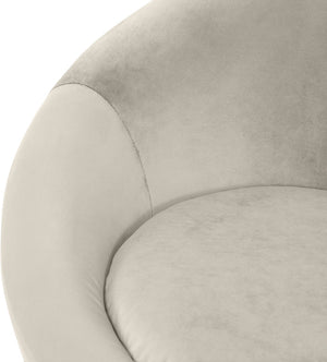 Meridian Furniture Tristan Barrel Accent Chair in Plush Velvet with Elliptical Frame for Living Room Decor Cream 33015Cream