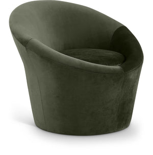 Meridian Furniture Tristan Barrel Accent Chair in Plush Velvet with Elliptical Frame for Living Room Decor Green 33015Green