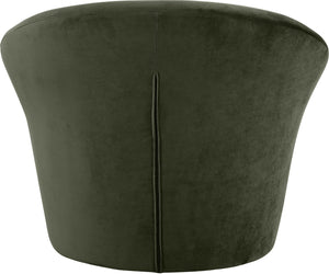 Meridian Furniture Tristan Barrel Accent Chair in Plush Velvet with Elliptical Frame for Living Room Decor Green 33015Green