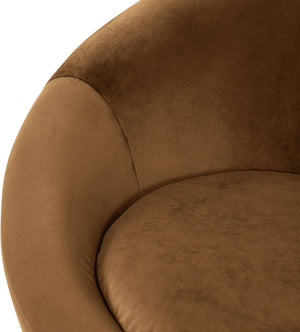 Meridian Furniture Tristan Barrel Accent Chair in Plush Velvet with Elliptical Frame for Living Room Decor Saddle 33015Saddle