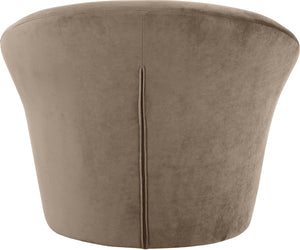 Meridian Furniture Tristan Barrel Accent Chair in Plush Velvet with Elliptical Frame for Living Room Decor Taupe 33015Taupe