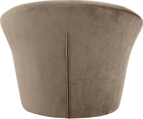 Meridian Furniture Tristan Barrel Accent Chair in Plush Velvet with Elliptical Frame for Living Room Decor Taupe 33015Taupe