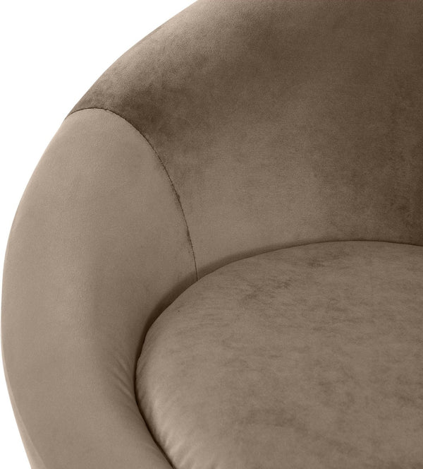 Meridian Furniture Tristan Barrel Accent Chair in Plush Velvet with Elliptical Frame for Living Room Decor Taupe 33015Taupe