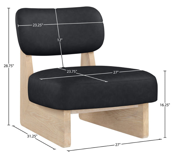 Meridian Furniture Vetra Sculptural Low Profile Vegan Leather Accent Chair with Solid Wood Base 33018Black