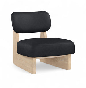 Meridian Furniture Vetra Sculptural Low Profile Vegan Leather Accent Chair with Solid Wood Base 33018Black